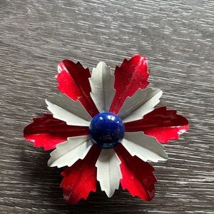 Red and White Floral Brooch
